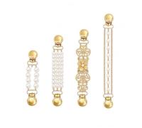 Jeeeun 4 Pcs Waist Cincher Clips, Dress Clips Back Cinch for Women | Four Electroplated Alloy Cinch Clips in Mixed Chain and Pearl-Like Designs for Dresses, Shirts and Sweaters