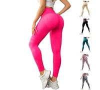 Jeeeun Anti Cellulite Leggings, Resistance Band Leggings for Gym Workout, High Waisted Butt Lifting Tummy Training Control (Rose Red,S)