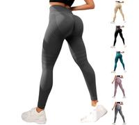 Jeeeun Anti Cellulite Leggings, Resistance Band Leggings for Gym Workout, High Waisted Butt Lifting Tummy Training Control (Grey,L)