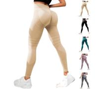 Jeeeun Anti Cellulite Leggings, Resistance Band Leggings for Gym Workout, High Waisted Butt Lifting Tummy Training Control (Khaki,L)