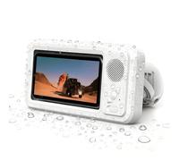 Jeeeun Aqua Play Phone Holder with Speaker, Waterproof 360° Rotating Mount for Bathroom & Kitchen, Enjoy Music, Videos & Calls Hands-Free While Showering (White)