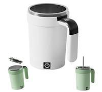 Jeeeun Automatic Magnetic Stirring Cup - Upgraded Automatic Magnetic Self Stirring Coffee Mug with Lid, 13.5 Oz Rechargeable Travel Mug, Gift for Coffee Lovers. (White)