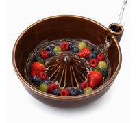 Jeeeun Berry Bowl with Swirling Water Flow and Drain Holes, Ceramic (Brown)