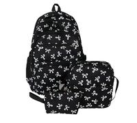 Jeeeun Bow Backpack for Girls, 3 Piece Coquette Preppy Backpack Large Capacity for School, Trave and Daily Use (Black)
