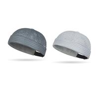 Jeeeun Brimless Hats for Men, Adjustable Breathable Mesh Docker cap, Lightweight Summer Outdoor Daily Street Wear (Light Gray+Dark Gray)