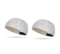 Jeeeun Brimless Hats for Men, Adjustable Breathable Mesh Docker cap, Lightweight Summer Outdoor Daily Street Wear (Beige+Beige)