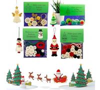 Jeeeun Button Christmas Tree Ornament Kits - DIY Button Snowman Ornament Kit, Creative Christmas Buttons Decoration Making Kit, Xmas Countdown with Hand-Assembled Santa for Festive Fun (4Pcs)
