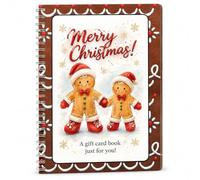 Jeeeun Card Book, 10-Page Spiral Holiday Booklet (Ginger Brown) | 10 Themed Pages for Personalized Christmas Surprises