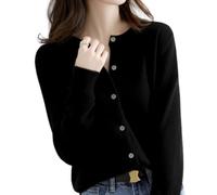 Jeeeun Cashmere Cardigans for Women, Cashmere Cardigan, Crochet Sweaters for Women (Large,Black)