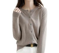 Jeeeun Cashmere Cardigans for Women, Cashmere Cardigan, Crochet Sweaters for Women (Small,Dark Camel)