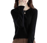 Jeeeun Cashmere Sweaters for Women, Womens Cashmere Sweater, Cashmere Crew Neck Long Sleeve Soft Pullover Sweater (XL,Black)