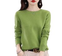Jeeeun Cashmere Sweaters for Women, Womens Cashmere Sweater, Cashmere Crew Neck Long Sleeve Soft Pullover Sweater (XL,Diamond Green)