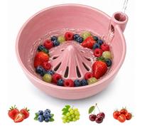 Jeeeun Ceramic Berry Washing Bowl - Fruit Strainer and Serving Bowl (Pink)