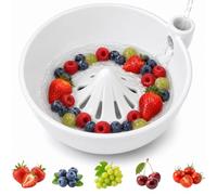 Jeeeun Ceramic Berry Washing Bowl - Fruit Strainer and Serving Bowl (White)