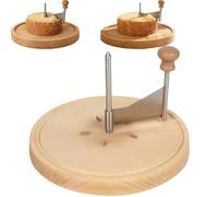 Jeeeun Cheese Curler Wheel - Stainless Steel Cheese Shaver with Sharp Blade & Wood Base for Semi-Hard Cheeses, Chocolate, Rose-Shaped Slices, Home & Restaurant Use (1Pcs-A)