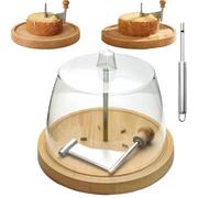 Jeeeun Cheese Curler Wheel - Stainless Steel Cheese Shaver with Sharp Blade & Wood Base for Semi-Hard Cheeses, Chocolate, Rose-Shaped Slices, Home & Restaurant Use (1Pcs-C)
