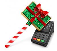 Jeeeun Christmas Credit Card Wand, Tap-to-Pay Card Holder (#D) | Multiple festive shapes available, hidden slot for one standard contactless card, 3D-printed PLA