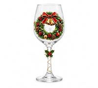 Jeeeun Christmas Wine Glass, Holiday Stemmed Goblet Collection (#D) | Reusable glass construction supports hand washing and dishwasher cleaning for convenient everyday care.