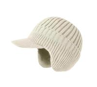 Jeeeun Cozy Head Beanie, 2026 Knit Winter Hat with Brim & Ear Flaps, Warm Elastic Beanie for Men & Women (Beige)