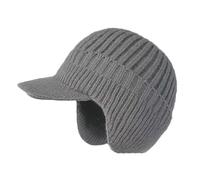 Jeeeun Cozy Head Beanie, Cozy Winter Hat with Brim nd Ear Flaps for Cold Weather (Dark Gray)