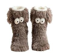 Jeeeun Cozy Socks - Women's Winter Warm Fuzzy Non-Slip Slipper Socks, Winter Christmas Home Socks (Gray)