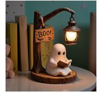 Jeeeun Cute Ghost Reading Lantern - Boo, Ghost Reading Book Lamp,3D Resin Halloween Night Light for Bedroom Living Room