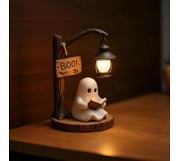 Jeeeun Cute Ghost Reading Lantern, Ghost Lamp With Book, 3d Resin Halloween Night Light With Warm Glow, Creative Home Decoration & Gift For Book Lovers (1 pcs)