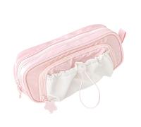 Jeeeun Cute Kawaii Pencil Case for Girls, Large Capacity Drawstring Pencil Pouch, Stationery Organizer for School, Office and Travel (Pink)
