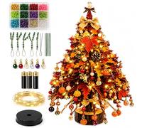 Jeeeun DIY Beaded Christmas Tree Kit, Lighted Tabletop Craft for Adults (Autumn Glow)