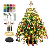 Jeeeun DIY Beaded Christmas Tree Kit, Lighted Tabletop Craft for Adults (Classic Christmas)