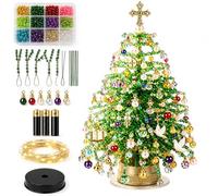 Jeeeun DIY Beaded Christmas Tree Kit, Lighted Tabletop Craft for Adults (Faith & Holiday)