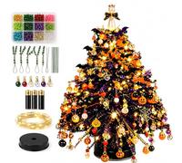 Jeeeun DIY Beaded Christmas Tree Kit, Lighted Tabletop Craft for Adults (Halloween Glow)