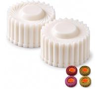 Jeeeun Double Ended Pastry Mold for Cookiesand Mooncakes (2pcs) | Two patterned ends shape fluted or spiral treats with a filling well; detachable ABS body for hand washing.