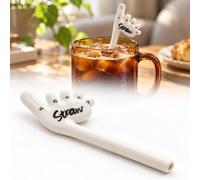 Jeeeun Foot Shaped Ceramic Drinking Straw, Reusable Novelty Straw (#B) | Foot-shaped ceramic straw with a smooth glazed finish, adding a playful touch to drinks at home, work or gatherings
