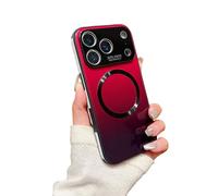 Jeeeun For iPhone 17 Promax Gradient Glass-Gloss Case Compatible - Magnetic Case with Full Camera Lens Protector, Scratch Resistant Gradient Glass Back Cover (14promax,Red)