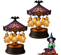 Jeeeun Ghost Carousel Lights, Rechargeable Light up Ghost Kit, Halloween Limited Edition Ghost Carousel Lamp Decorations for Halloween or Party (2pcs)