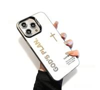 Jeeeun God's Plan Phone Case, Cross Pattern Religious Art Fashion Cover, IMD Laser Craft with Anti-Fall & Anti-Shock | Compatible for iPhone (14,Black)