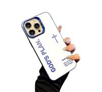 Jeeeun God's Plan Phone Case, Cross Pattern Religious Art Fashion Cover, IMD Laser Craft with Anti-Fall & Anti-Shock | Compatible for iPhone (15,Blue)