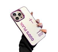 Jeeeun God's Plan Phone Case, Cross Pattern Religious Art Fashion Cover, IMD Laser Craft with Anti-Fall & Anti-Shock | Compatible for iPhone (13 Pro,Purple)