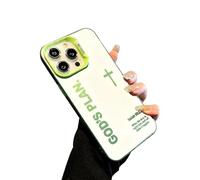 Jeeeun God's Plan Phone Case, Cross Pattern Religious Art Fashion Cover, IMD Laser Craft with Anti-Fall & Anti-Shock | Compatible for iPhone (14,Green)