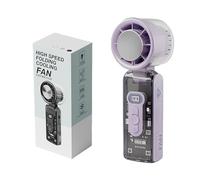Jeeeun IceRush Turbo - Handheld Fan with Instant Cooling Plate & LED Light - 100 Speed Stepless, Rechargeable, Foldable Multifunction Cooling Fan for Home, Office, Travel & Outdoor (Purple)
