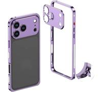 Jeeeun Litego Ultra-Thin Metal Frame Heat Dissipation Case with Lens Protector for iPhone 17 Pro Max Case Metal, Detachable Lens, Perfect Texture (17Air,Purple)