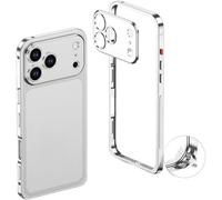 Jeeeun Litego Ultra-Thin Metal Frame Heat Dissipation Case with Lens Protector for iPhone 17 Pro Max Case Metal, Detachable Lens, Perfect Texture (17Pro Max,Silver)