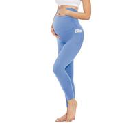 Jeeeun Maternity Leggings with Pockets Women, High Waist Maternity Leggings Pants for Women Gym Yoga (Light Blue,XXL)