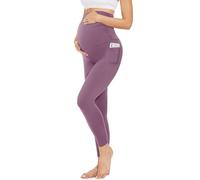 Jeeeun Maternity Leggings with Pockets Women, High Waist Maternity Leggings Pants for Women Gym Yoga (Medium Bean Paste,XXL)
