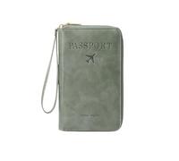 Jeeeun Multi-Functional RFID Passport Wallet, 2025 New Anti-Theft ID Card Organizer Case with Safe Zipper for Men and Women (Green)