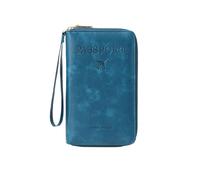 Jeeeun Multi-Functional RFID Passport Wallet, 2025 New Anti-Theft ID Card Organizer Case with Safe Zipper for Men and Women (Blue)