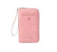 Jeeeun Multi-Functional RFID Passport Wallet, 2025 New Anti-Theft ID Card Organizer Case with Safe Zipper for Men and Women (Pink)
