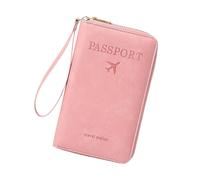 Jeeeun Multi-Functional RFID Passport Wallet, Anti-Theft Travel Wallet for Women & Men, RFID Blocking Protective Card Holder Cover for Family Travel, Passport Case (Light Pink)