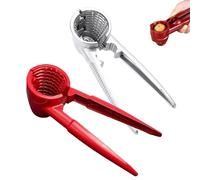 Jeeeun Multifunction Nutcracker with Non Slip Handle - Stainless Steel Pecan Nut Cracker Tool, Convenient Chestnut Cracker Tool for Nuts (Red+Silver)